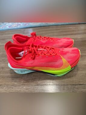 Nike Racing Shoes - Bright Red with Neon Yellow Swoosh